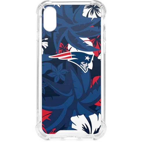 NFL New England Patriots Tropical Print iPhone XS Clear Case