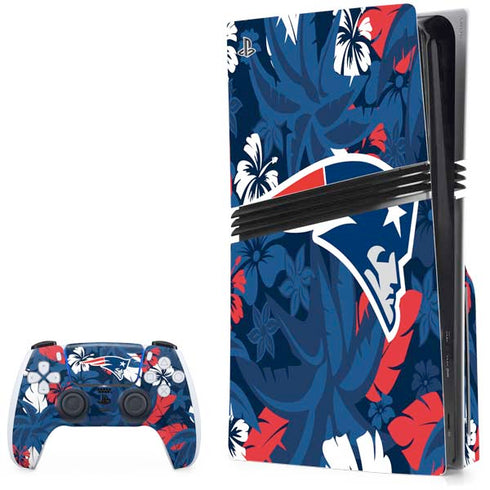 NFL New England Patriots Tropical Print PS5 Pro Disk Bundle Skin