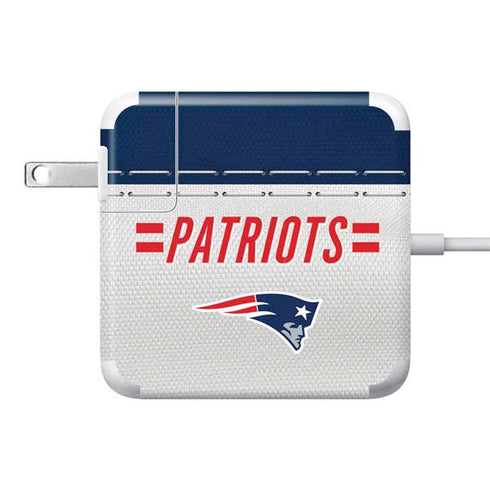 NFL New England Patriots White Striped 85W Power Adapter (15 and 17 inch MacBook Pro Charger) Skin