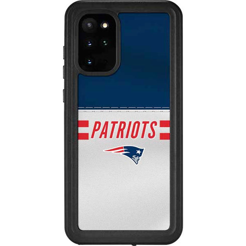 NFL New England Patriots White Striped Galaxy S20 Plus Waterproof Case