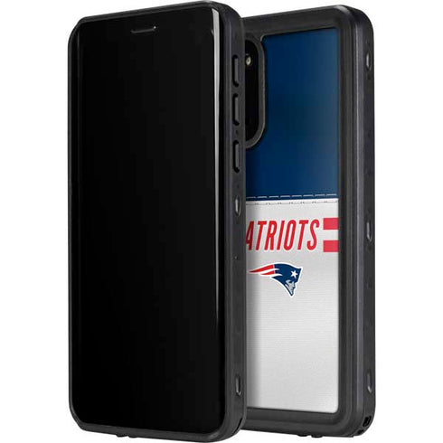 NFL New England Patriots White Striped Galaxy S20 Plus Waterproof Case