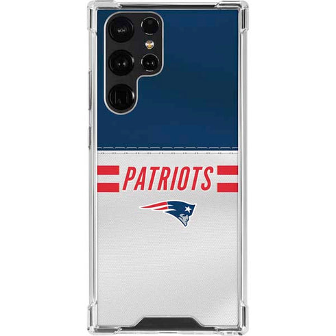 NFL New England Patriots White Striped Galaxy S23 Ultra Clear Case