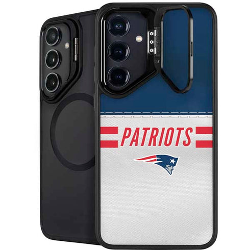 NFL New England Patriots White Striped Galaxy S25 Plus Kickstand Case