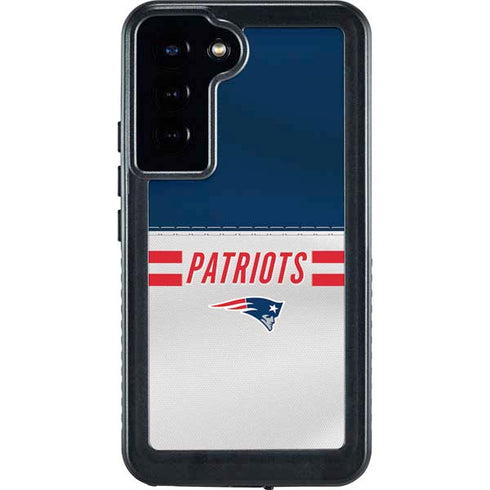 NFL New England Patriots White Striped Galaxy S24 Plus Waterproof Case