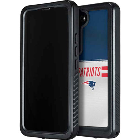 NFL New England Patriots White Striped Galaxy S24 Plus Waterproof Case