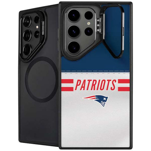 NFL New England Patriots White Striped Galaxy S25 Ultra Kickstand Case