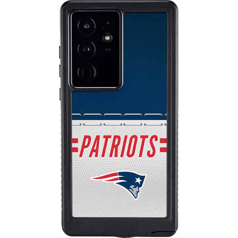 NFL New England Patriots White Striped Galaxy S24 Ultra Waterproof Case