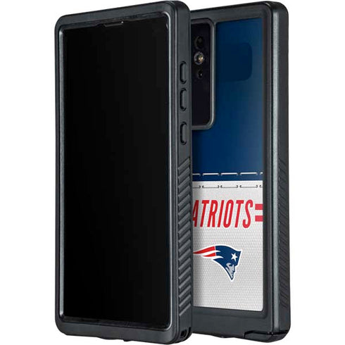 NFL New England Patriots White Striped Galaxy S24 Ultra Waterproof Case