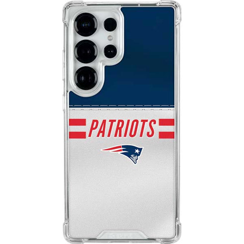 NFL New England Patriots White Striped Galaxy S25 Ultra Clear Case