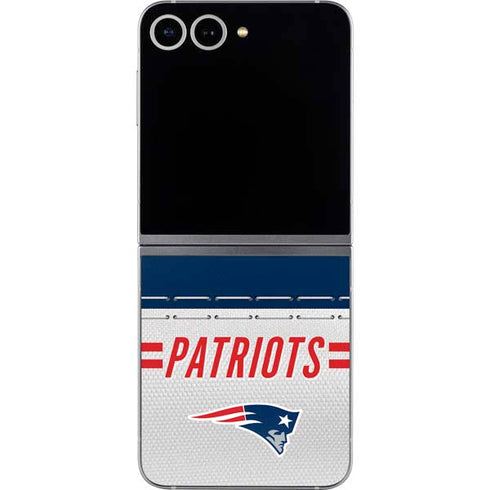 NFL New England Patriots White Striped Galaxy Z Flip6 Skin