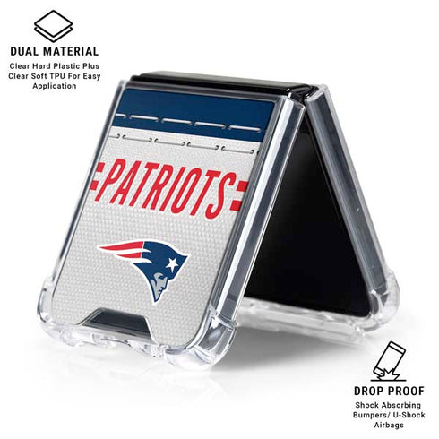 NFL New England Patriots White Striped Galaxy Z Flip6 Clear Case