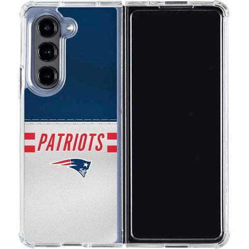 NFL New England Patriots White Striped Galaxy Z Fold5 5G Clear Case