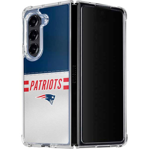 NFL New England Patriots White Striped Galaxy Z Fold5 5G Clear Case