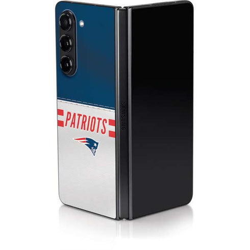 NFL New England Patriots White Striped Galaxy Z Fold5 5G Skin