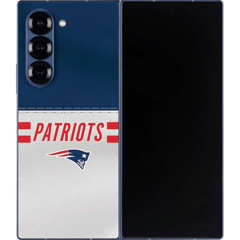 NFL New England Patriots White Striped Galaxy Z Fold6 Skin