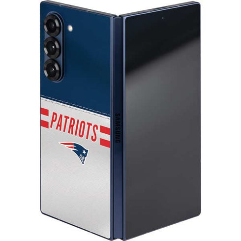 NFL New England Patriots White Striped Galaxy Z Fold6 Skin