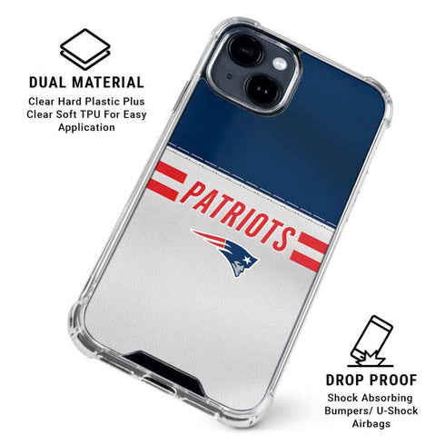 NFL New England Patriots White Striped iPhone 15 Clear Case