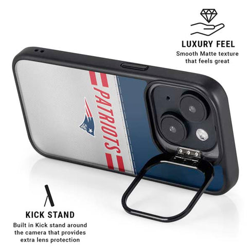 NFL New England Patriots White Striped iPhone 15 Plus Kickstand Case