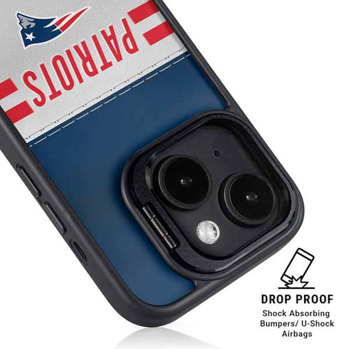 NFL New England Patriots White Striped iPhone 15 Plus Kickstand Case