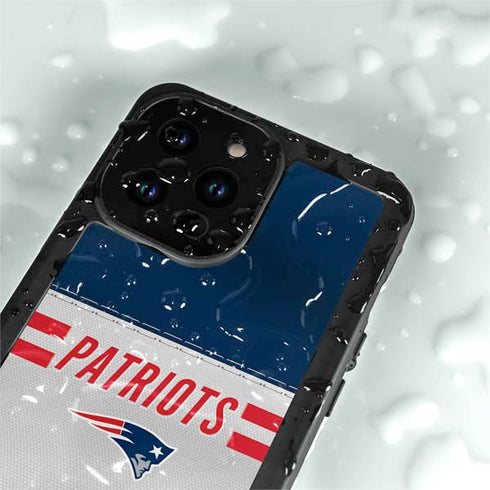 NFL New England Patriots White Striped iPhone 15 Pro Waterproof Case