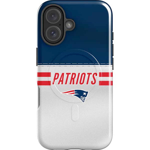 NFL New England Patriots White Striped iPhone 16 Magsafe Impact Case