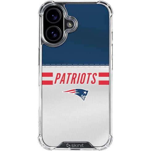 NFL New England Patriots White Striped iPhone 16 Plus Clear Case