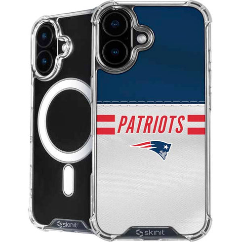NFL New England Patriots White Striped iPhone 16 Plus MagSafe Case