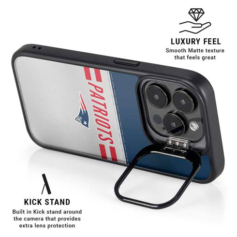 NFL New England Patriots White Striped iPhone 16 Pro Kickstand Case