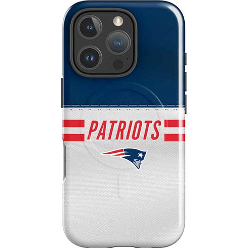 NFL New England Patriots White Striped iPhone 16 Pro Magsafe Impact Case
