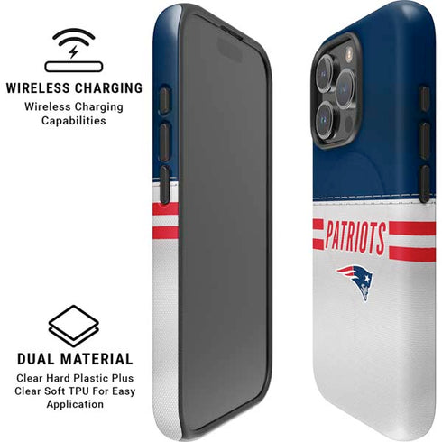 NFL New England Patriots White Striped iPhone 16 Pro Magsafe Impact Case