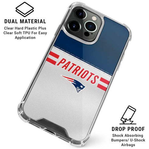 NFL New England Patriots White Striped iPhone 16 Pro Max Clear Case