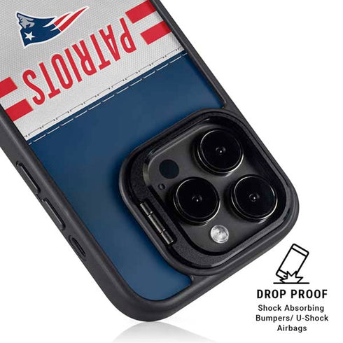 NFL New England Patriots White Striped iPhone 16 Pro Max Kickstand Case