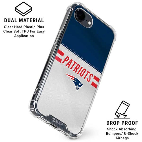 NFL New England Patriots White Striped iPhone 16e Clear Case