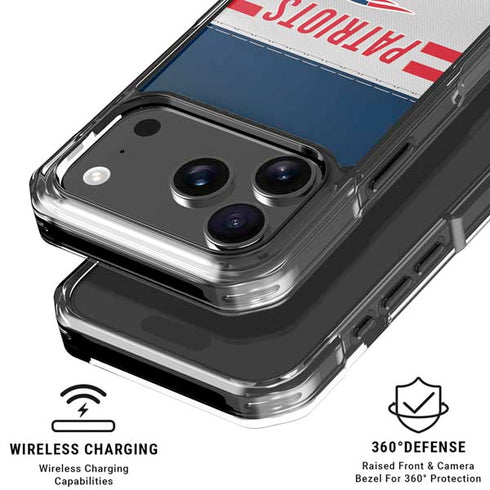 NFL New England Patriots White Striped iPhone 18 Pro Clear Case
