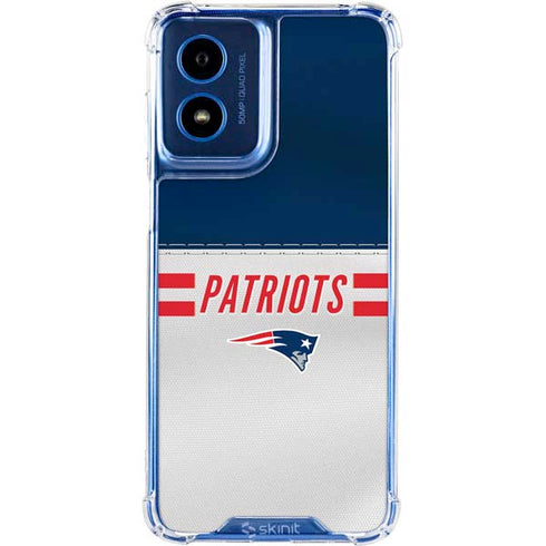 NFL New England Patriots White Striped Moto G Play 4G (2024) Clear Case