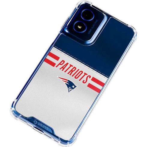 NFL New England Patriots White Striped Moto G Play 4G (2024) Clear Case