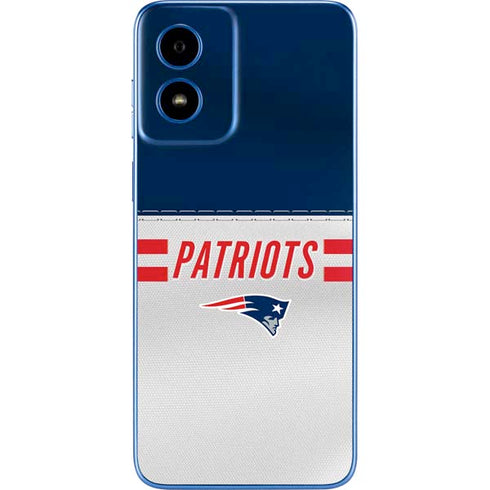 NFL New England Patriots White Striped Moto G Play 4G (2024) Skin