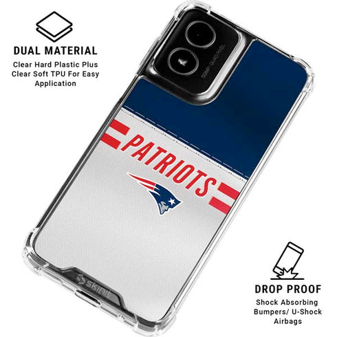 NFL New England Patriots White Striped Moto G Power 5G (2024) Clear Case