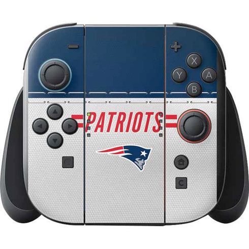 NFL New England Patriots White Striped Nintendo Switch 2 (2025) with Joy-Con Skin