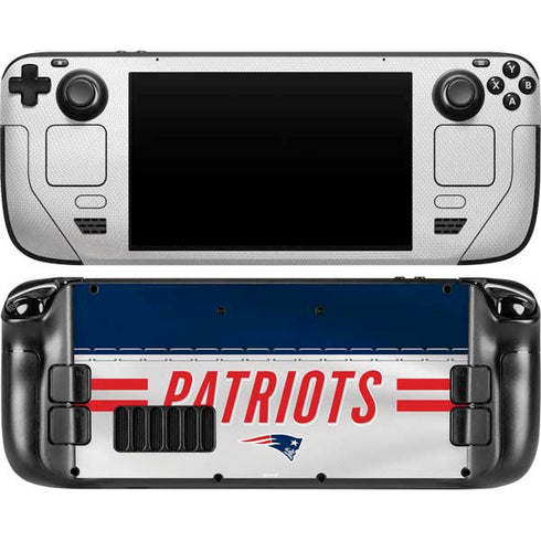 NFL New England Patriots White Striped Steam Deck Handheld Gaming Computer OLED Skin