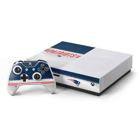 NFL New England Patriots White Striped Xbox One S Console and Controller Bundle Skin