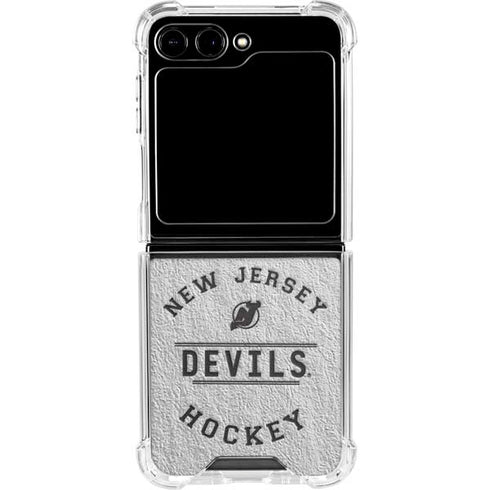NHL New Jersey Devils Black Text Galaxy Z Flip6 Clear Case