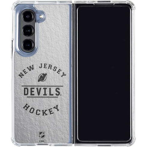 NHL New Jersey Devils Black Text Galaxy Z Fold5 5G Clear Case