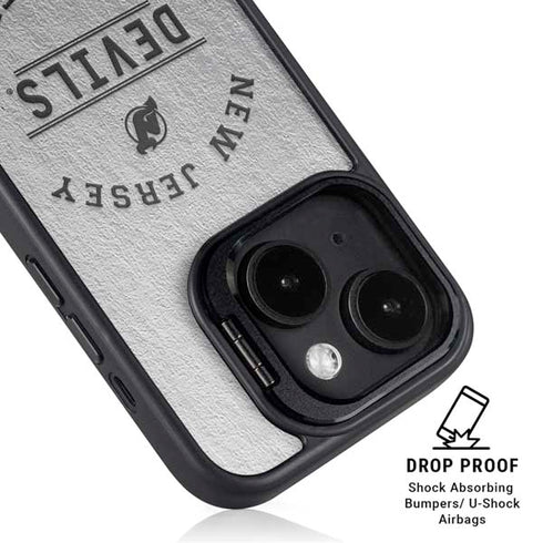 NHL New Jersey Devils Black Text iPhone 15 Plus Kickstand Case