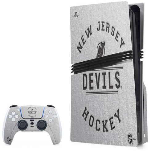 NHL New Jersey Devils Black Text PS5 Pro Disk Bundle Skin