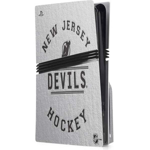 NHL New Jersey Devils Black Text PS5 Pro Disk Console Skin