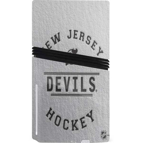 NHL New Jersey Devils Black Text PS5 Pro Disk Console Skin