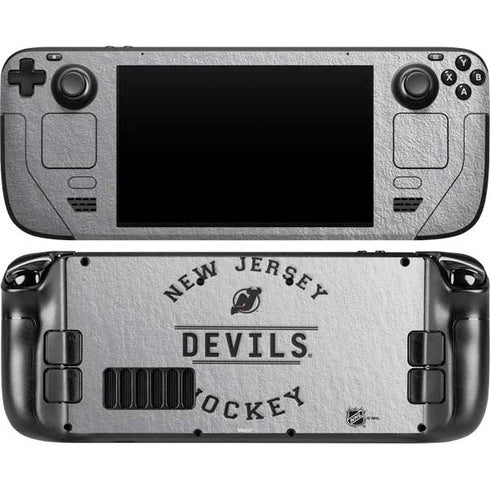 NHL New Jersey Devils Black Text Steam Deck Handheld Gaming Computer OLED Skin
