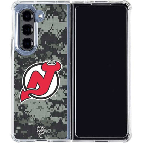 NHL New Jersey Devils Camo Galaxy Z Fold5 5G Clear Case