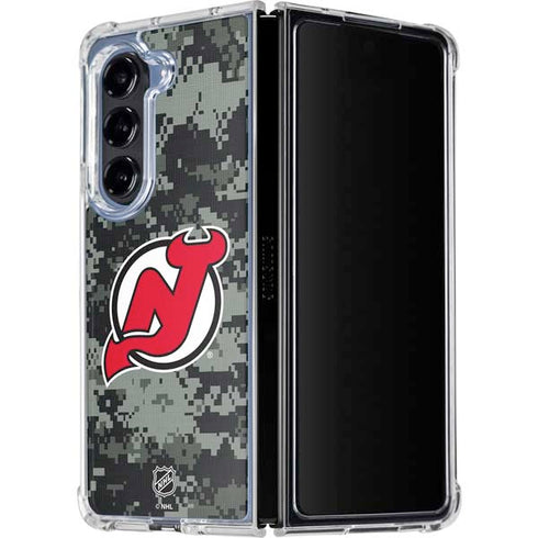 NHL New Jersey Devils Camo Galaxy Z Fold5 5G Clear Case